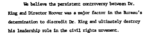 FBI extract on King and J. Edgar Hoover